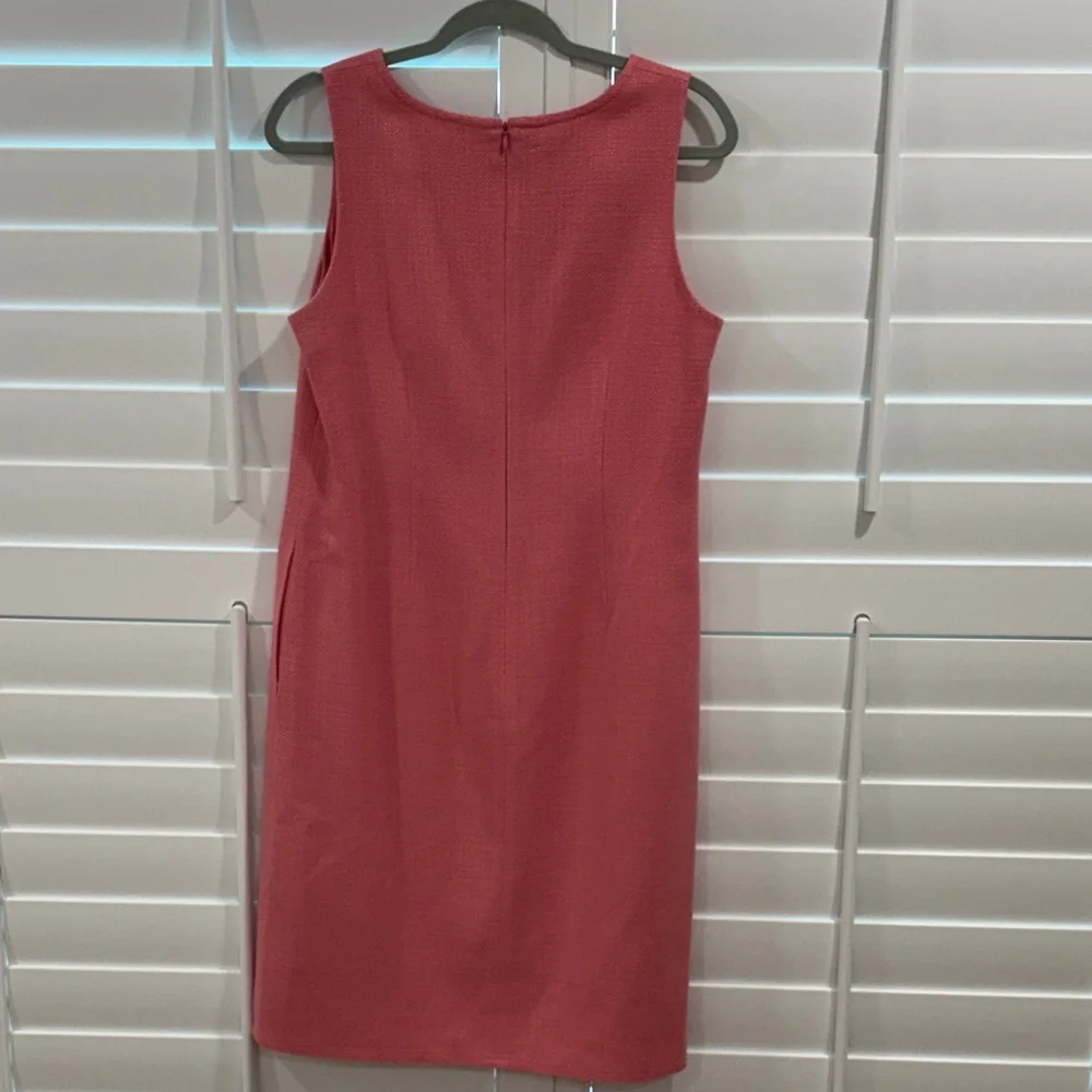 Talbots Pink V-Neck Textured/tweed Midi Dress - Picture 3 of 6